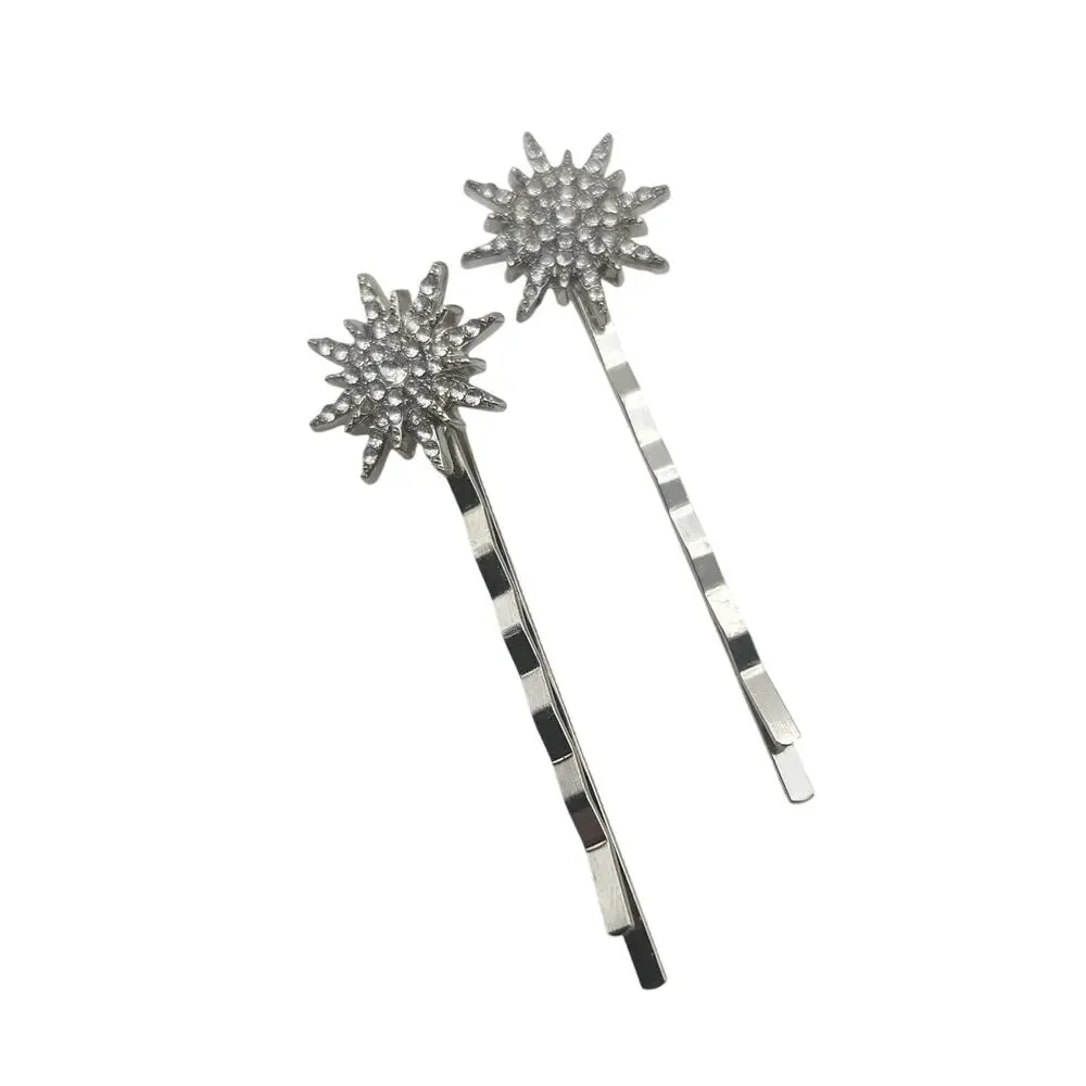 Silver Rhinestone Pearl Starburst Flower Bobby Pins Hair Clip Accessory Lot Set